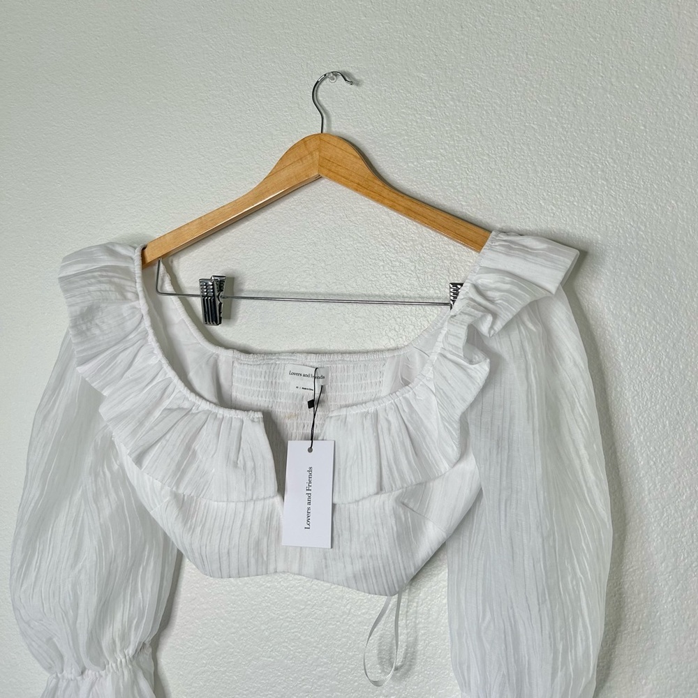 Lovers + Friends Crisp White Puff Sleeve Blouse - Picture 4 of 13